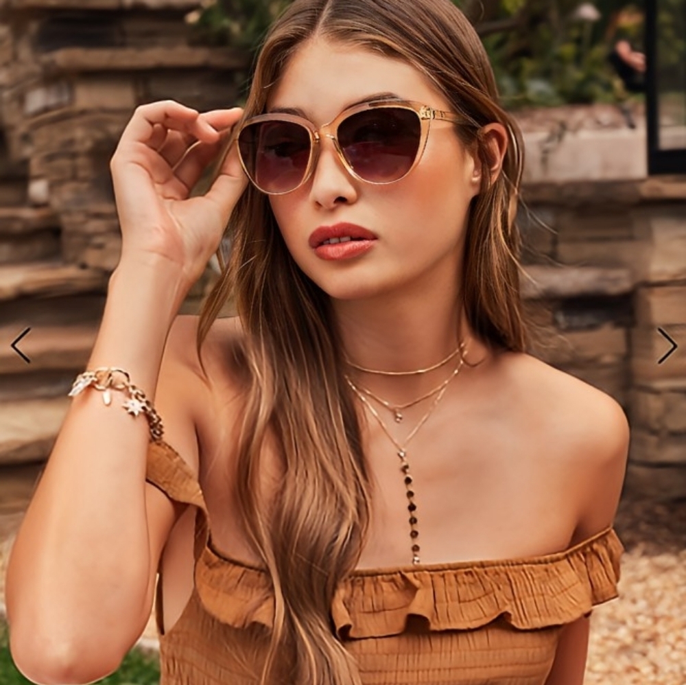 👓 Rachel Zoe | Nina Sunglasses Nude Crystal/Brown | 56-18-143👓
